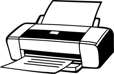 Printer vector silhouette line art 