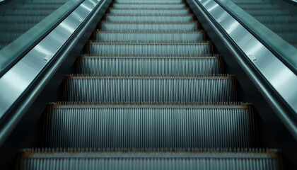 Obraz premium Escalator steps leading upwards in modern architecture