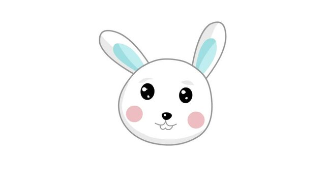 Animated video of an easter bunny head on a white background, art, cartoon, chocolate.