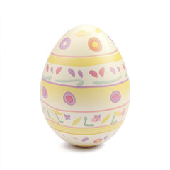 Colorful Easter egg with floral patterns on white background