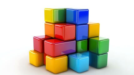 Vibrant 3D blocks in business colors