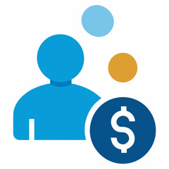 Earning Money in Dollar Icon on White Background