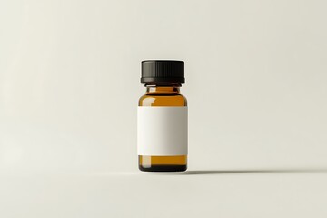 Obraz premium Amber Glass Bottle Mockup Essential Oil Container with Blank Label