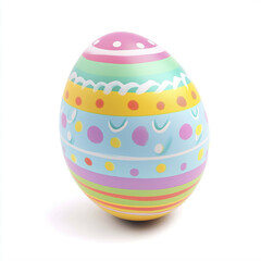 Colorful Easter egg with vibrant patterns on white background