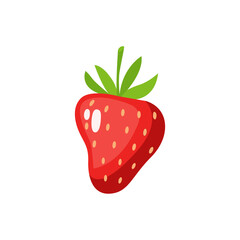 Vibrant strawberry illustration with glossy red texture and fresh green leaves. Perfect for healthy eating, summer recipes, and organic food themes. Ideal for ads, packaging, and educational projects