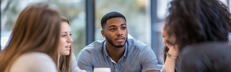 Psychologist conducts group therapy with young adults