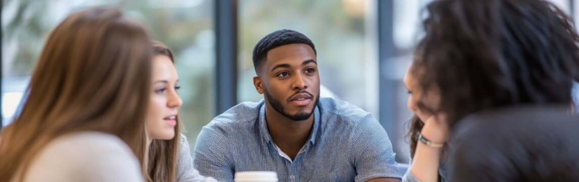 Psychologist conducts group therapy with young adults