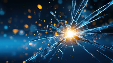 Shattered Glass Ceiling With Light Breaking Through In Blue Scene