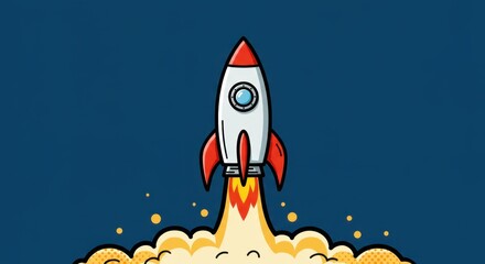 Illustrated Rocket Launching Icon