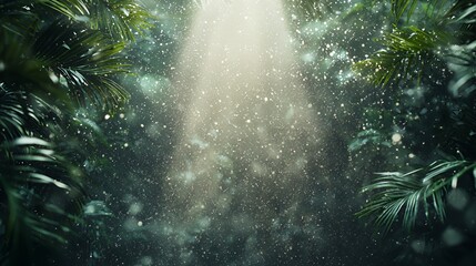 Lush Tropical Rainforest with Sunlight Beam