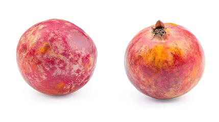Fototapeta premium Whole Pomegranate Isolated on White Background: Fresh, Vibrant, and Ready to Be Used in Culinary Creations or as a Symbol of Health and Abundance.