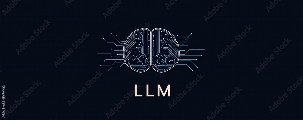Poster a stylized illustration of a brain with digital circuitry, accompanied by the letters 