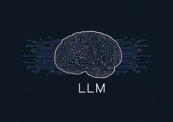 Naklejka premium A futuristic illustration of a brain with circuit patterns, symbolizing the intersection of technology and artificial intelligence.