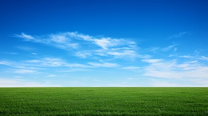 Fototapeta premium Vibrant Green Field Under a Clear Blue Sky