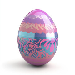 Colorful Easter egg with intricate patterns on white background