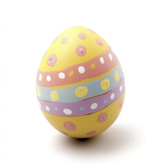Colorful Easter egg with polka dots on white background