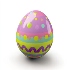 Colorful Easter egg with vibrant patterns on white background