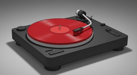 Fototapeta premium Sleek Minimalist Illustrated Vinyl Turntable with Needle