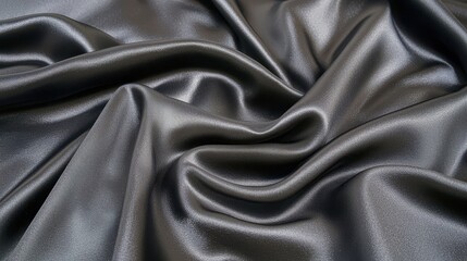 Obraz premium Elegant Black Satin Fabric Texture with Soft Draping Creases