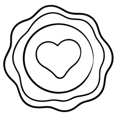 Fototapeta premium Heart-Stamped Wax Seal Line Art