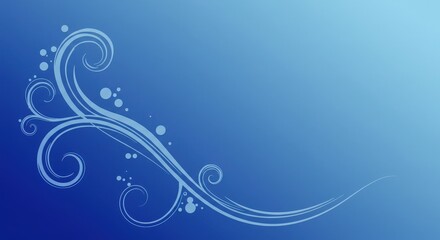 Blue cool background floral wave pattern seamless design with blue ocean swirls and vintage texture, featuring flowers and leaves in a decorative natural backdrop