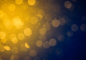 Obraz premium Abstract Yellow and Blue Bokeh Background with Glowing Light Effect