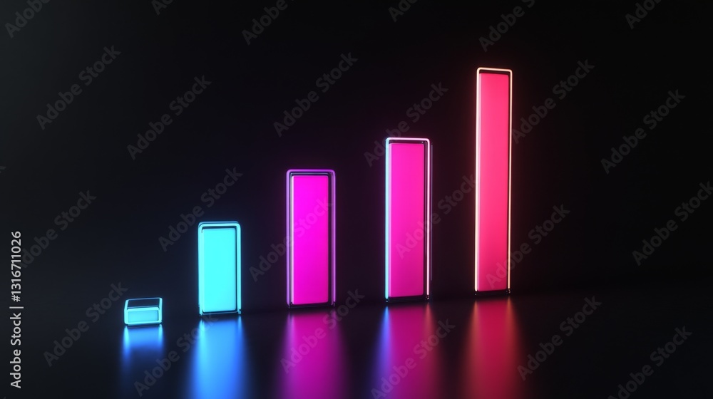 Poster futuristic d bar graph with glowing edges and a rotating effect, showcasing data in an engaging way 