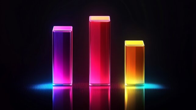 Futuristic D bar graph with glowing edges and a rotating effect, showcasing data in an engaging way on a dark background, perfect for tech-related concepts.