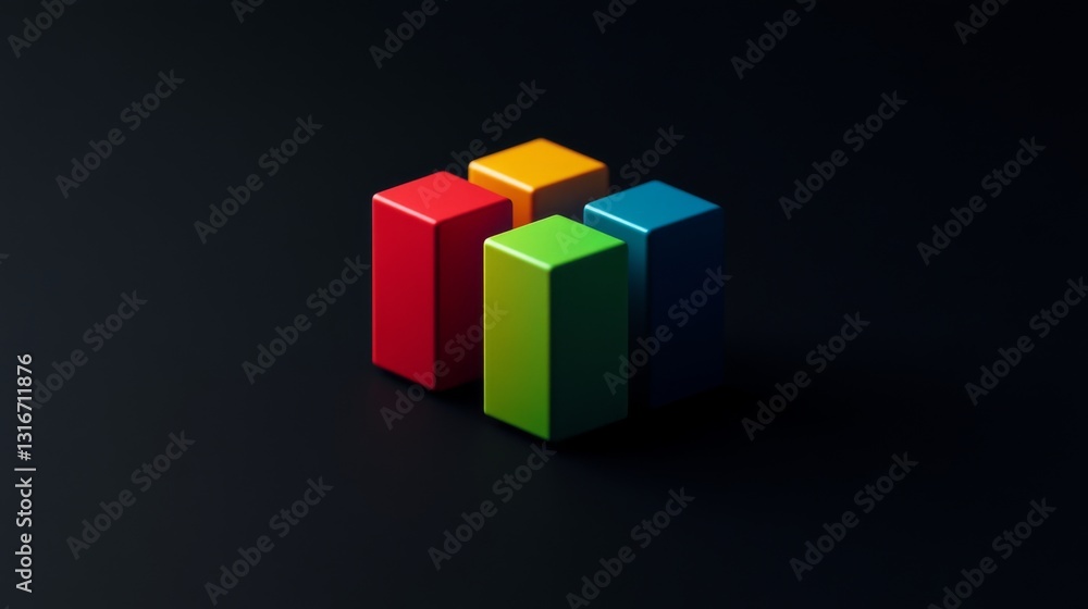 Poster minimalist d bar chart with vibrant colors on a dark background, creating a professional, data-drive