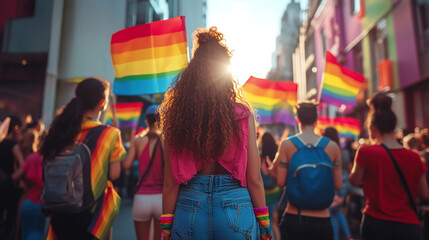 Fototapeta premium Pride march a daytime celebration of community and diversity in the city