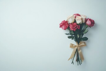 Obraz premium Bouquet of roses romantic setting floral arrangement minimalistic design close-up view love and beauty