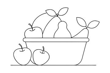 Wicker Basket with Peaches, Pears & Plums