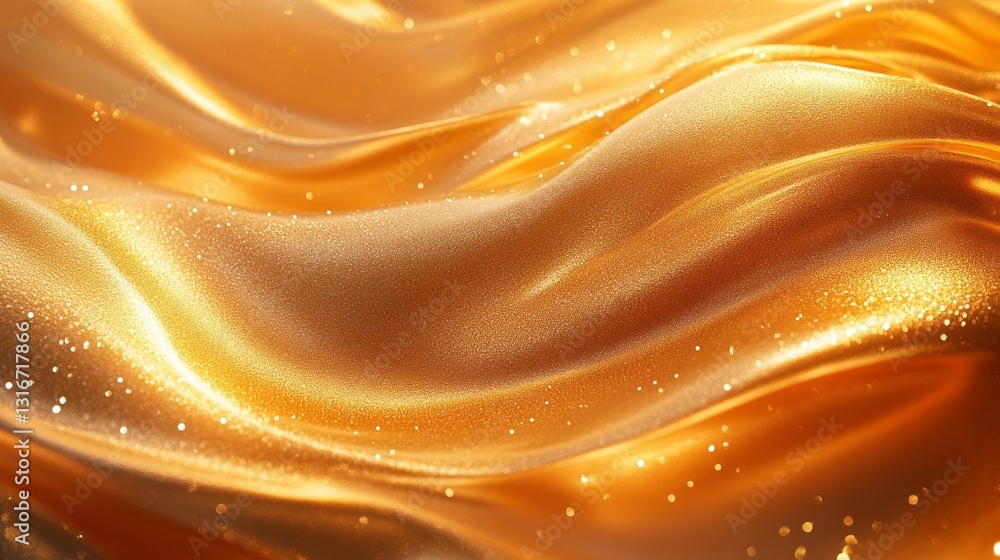 Aufkleber soft golden silk flows gracefully, shimmering under ambient light. the gentle waves create a serene 