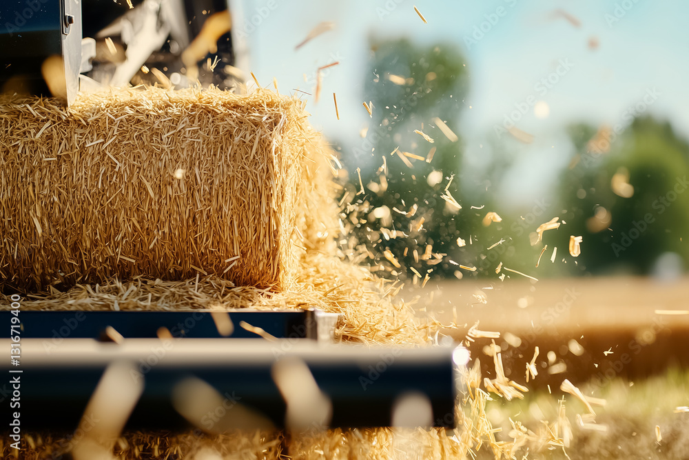 Aufkleber machines efficiently cut and compact straw into large bales, showcasing intricate mechanisms and vib