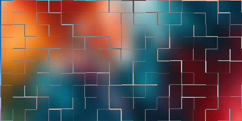 Obraz premium Vibrant abstract with geometric overlays. Dynamic colors blend in a modern, artistic design. Perfect for digital and print media.