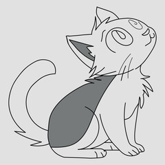 Cute cartoon cat looking upwards in playful sitting pose – charming feline vector illustration