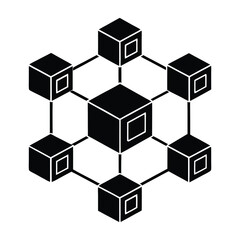 Obraz premium A graphic illustration of connected cubes forming a network on a white backdrop. Digital networks Graphic resource for design