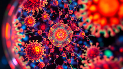 abstract fractal background with circles, ai generated