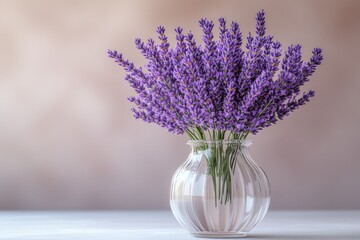 Fresh Lavender Branches in a Clear Glass Vase
