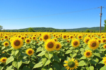 Obraz premium field of sunflowers in the middle of a field
