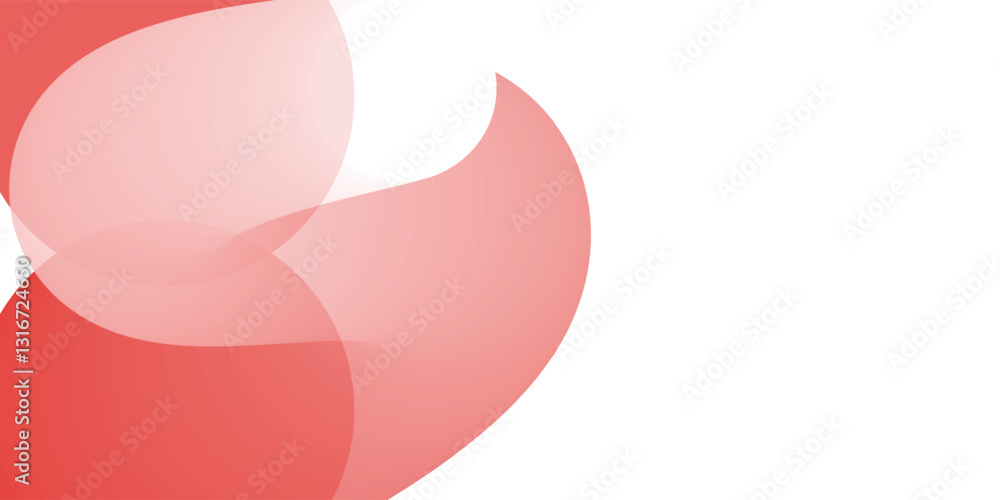 Poster minimalist abstract artwork featuring overlapping red and pink translucent shapes on a light backgro