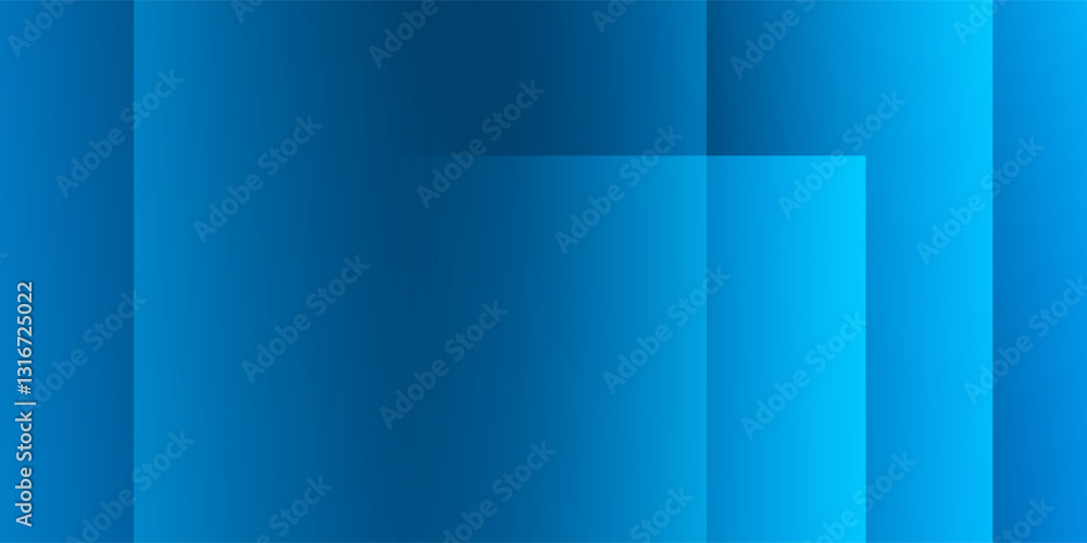 Poster a modern abstract design featuring a smooth blue gradient background with overlapping transparent sq