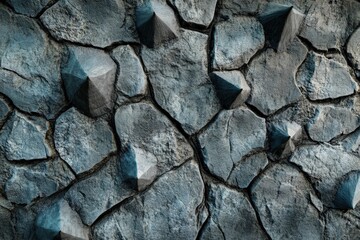 Fototapeta premium Texture of a grey stone wall with geometric spike accents