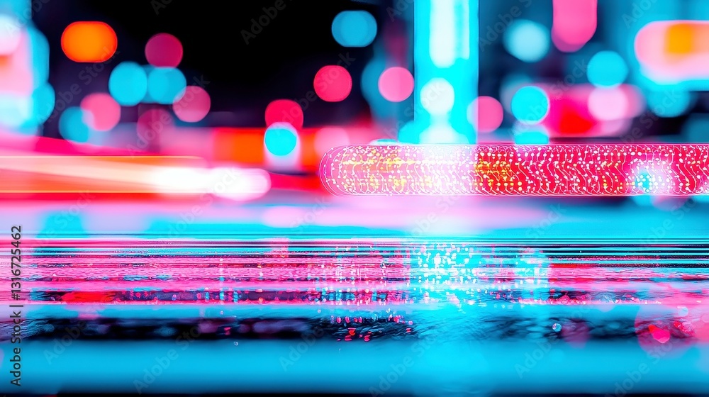 Poster holographic abstraction, a vibrant and dynamic blur of colors creating a surreal background, ideal f