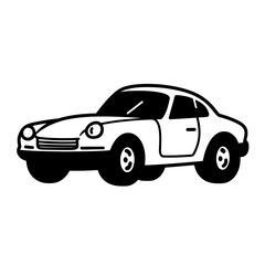 Classic car silhouette showcases timeless design and elegance in a simple yet striking vector graphics style