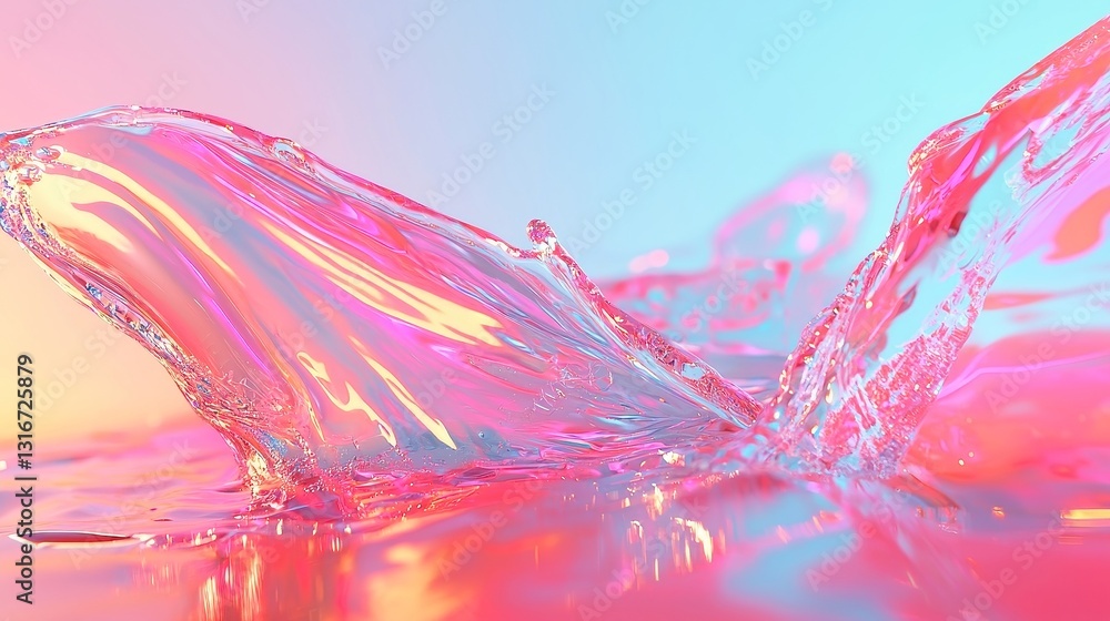Poster holographic digital surface, an abstract design featuring vibrant colors and dynamic patterns, creat