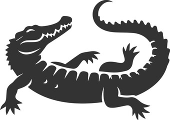 Crocodile lying on its back with legs stretched out vector silhouette