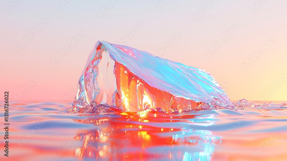 Poster ethereal light reflections, a captivating display of shimmering colors dancing across a smooth surfa
