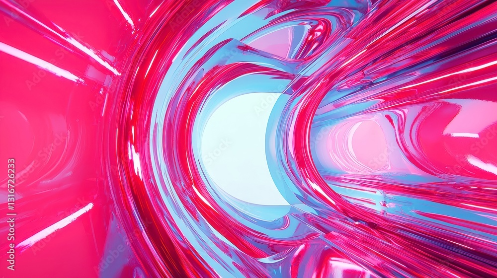 Poster futuristic neon foil surface, vibrant colors reflect off a sleek metallic texture, creating a dynami