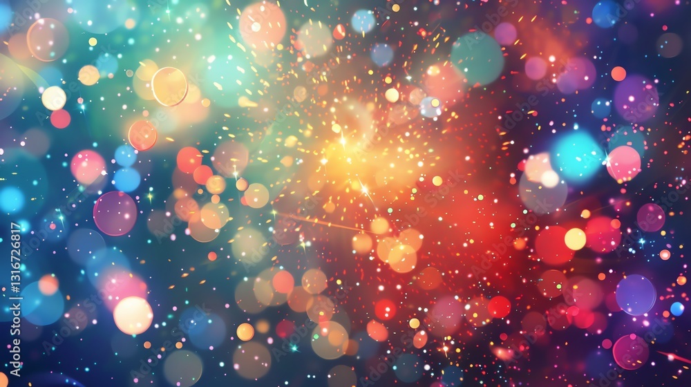 Aufkleber a colorful and sparkly abstract background with out of focus lights and a burst of light in the cent